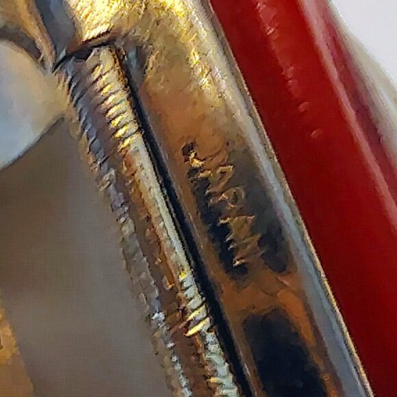 Vintage Japan Mirrored Lipstick Tube Holder Ring Cameo Carved Coral Lucite - Picture 7 of 8